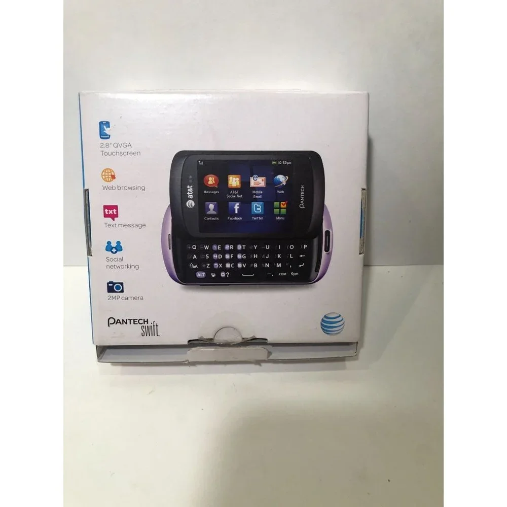 Pantech Swift P6020 Purple (AT&T) 3G Keyboard Cell Phone Touch w/Box